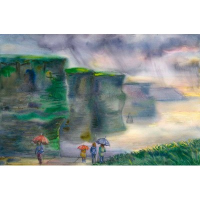 Cliffs of Moher with Umbrellas - print Cliffs of Moher with Umbrellas - print