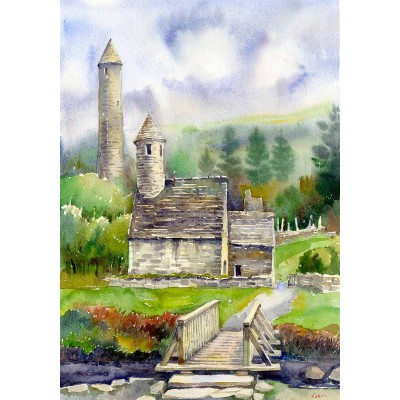 Glendalough Church Watercolour Glendalough Church Watercolour